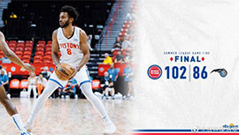 NBA简报：活塞102-86力克魔术  伯纳德22+9 摩尔21+5+8