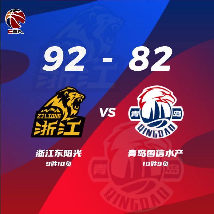 CBA简报:广厦92-82终结青岛 胡金秋27+13 赵岩昊21分