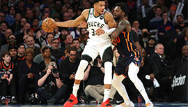 NBA简报:雄鹿111-107尼克斯 字母哥22+10 布伦森44+7 兰德尔25+16