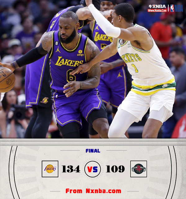 NBA简报:湖人134-109复仇火箭 詹姆斯18+10+11 浓眉40+9