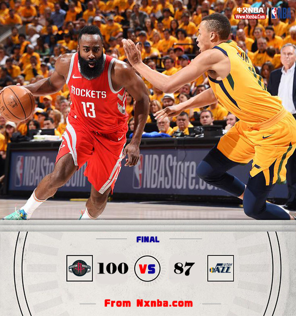 2018年NBA东部半决赛G4全场录像回顾：火箭100-87击败爵士