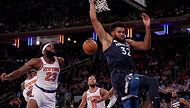 NBA简报:森林狼121-112大胜尼克斯 爱德华兹17+8 李凯尔6+8