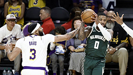 NBA简报:雄鹿108-97战胜湖人 利拉德14分 字母哥16+8 浓眉16+7+5