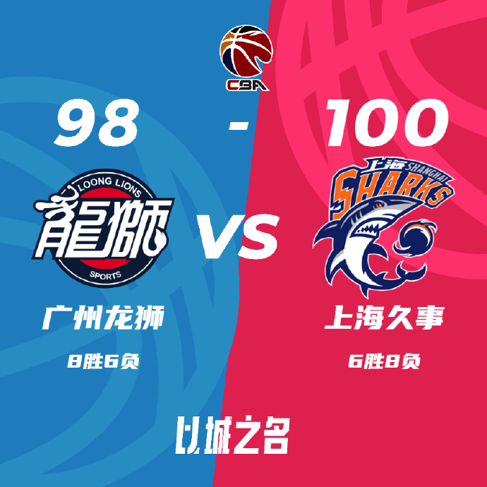 CBA简报:上海100-98险胜广州 王哲林26+11 任骏威17+6