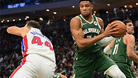 NBA简报:雄鹿146-114击溃活塞 利拉德33+5 字母哥22+8+6