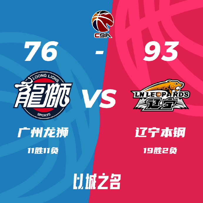 CBA简报:辽宁93-76击败广州 张镇麟30分 赵继伟18+6+6 崔永熙16+6&6犯