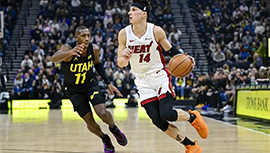 NBA简报:爵士117-109终结热火 奥利尼克19+6+10 阿德巴约28+16