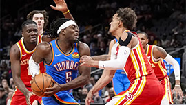NBA简报:老鹰141-138终结雷霆 特雷-杨24+11 亚历山大33+13+8