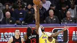 NBA简报:湖人96-110不敌热火 浓眉29+18+6+5帽 老詹18中6