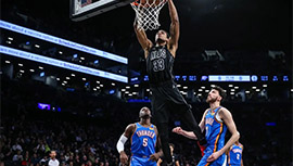 NBA简报:篮网124-115击退雷霆 克拉克斯顿23+13 亚历山大34+9+6