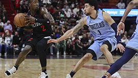 NBA简报:灰熊105-96轻取热火 JJJ15+6 阿德巴约15+15+7+6 罗齐尔首秀9分