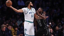NBA简报:森林狼96-94险胜篮网 唐斯27+10 托马斯25+6