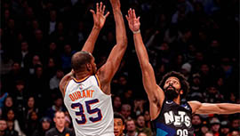 NBA简报:太阳136-120大胜篮网 杜兰特战旧主33+8 弩机28+11+6