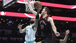 NBA简报:猛龙123-117战胜黄蜂 巴雷特23+6+5 小桥45+8+7