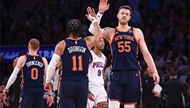 NBA简报:尼克斯106-79大胜76人 布伦森20+9 哈特20+19+10 乌布雷19+6
