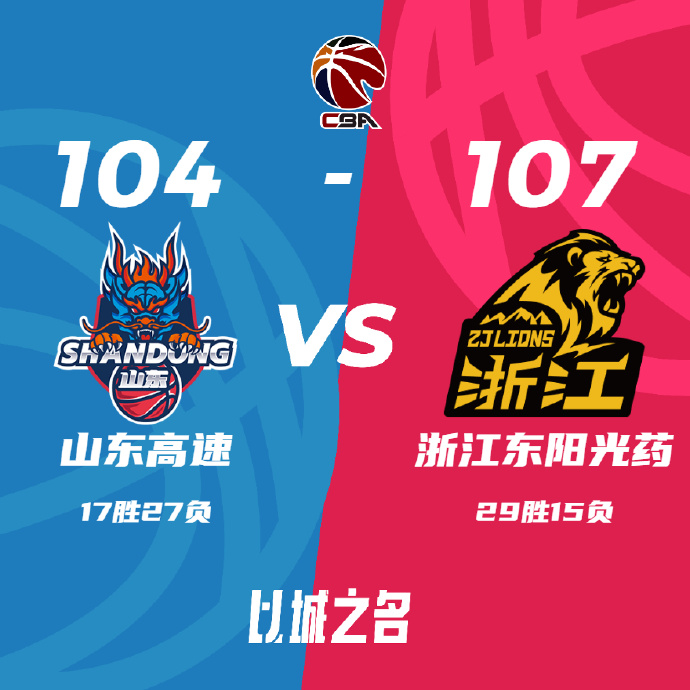 CBA简报:广厦107-104险胜山东 胡金秋25+12 孙铭徽19+16 高诗岩12中2