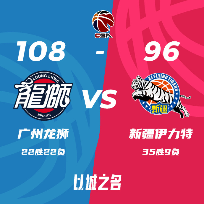 CBA简报:新疆96-108不敌广州 阿不都21+6+8 李炎哲战旧主9+6 祝铭震20+7