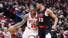 NBA简报:公牛107-110险胜开拓者 德罗赞28+5+6 道苏姆23+10 艾顿25+15