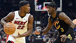 NBA简报:热火107-104险胜骑士 巴特勒30+4+5 罗齐尔连中关键三分 阿伦25+20