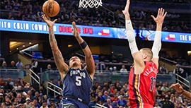 NBA简报:魔术121-104击退鹈鹕 班凯罗三双 萨格斯22分 锡安20+7 莺歌伤退