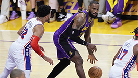 NBA简报:湖人101-94胜76人 詹姆斯末节11分+关键三分 浓眉23+19 马克西27分