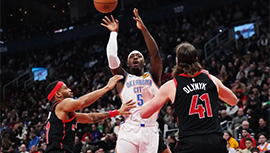 NBA简报:雷霆123-103击溃猛龙 亚历山大23+7+8 霍姆格伦18+10