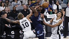 NBA简报:灰熊99-97险胜马刺 小贾伦28+7&准绝杀 文班31+16+5