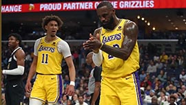 NBA简报:湖人136-124擒灰熊 詹姆斯23+14+12 八村塁32+10