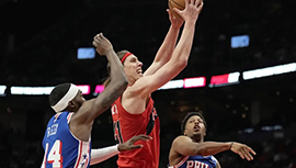 NBA简报:76人135-120击溃猛龙 乌布雷赛季新高32分 哈里斯21+9 佩恩24分