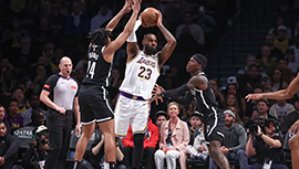 NBA简报:湖人116-104击败篮网 詹姆斯三分10中9砍40+7&末节17分 浓眉24+14
