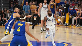 NBA简报:勇士104-100击退独行侠 库里13+7+7 维金斯23分 东契奇30+12+11