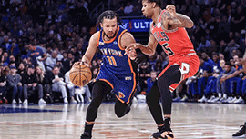 NBA简报:尼克斯120-119险胜公牛锁东部第2 布伦森40+8+7 德罗赞30+4断