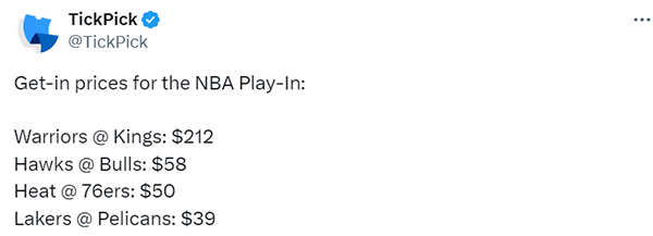 NBA附加赛最低票价揭晓：湖人鹈鹕仅需39美元 勇士国王票价惊人