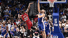 NBA简报:76人105-104击退热火进季后赛 大帝23+15+5 巴图姆6三分+关键封盖