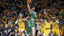 NBA简报:绿军105-102横扫步行者再进总决赛！双探花合砍55分 内姆哈德24+10