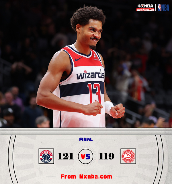 NBA简报:奇才121-119老鹰 普尔26分&库兹马25+11 约翰逊29+12 状元榜眼低迷