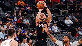 NBA简报:太阳125-119双杀快船 21分大逆转！布克40+5+8 哈登三双+6失误