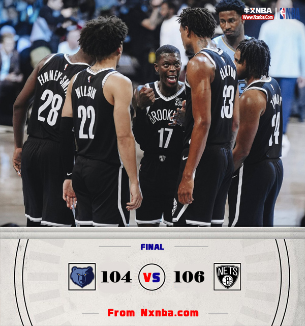 NBA简报:篮网106-104逆转灰熊 施罗德20+6 埃迪25+12+4帽 崔永熙&河村未登场