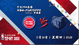 2024年11月28日NBA常规赛 活塞vs灰熊直播比赛前瞻分析
