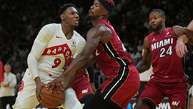 NBA简报；热火121-111战胜猛龙 巴特勒26+6 希罗23分 热巴&巴恩斯三双