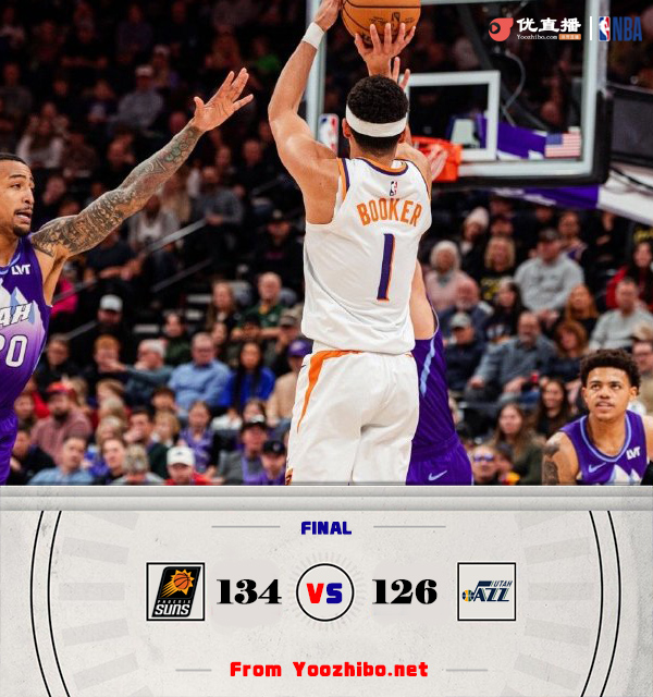 NBA简报:太阳134-126胜爵士 布克34+8 杜兰特复出30+8 克拉克森23分