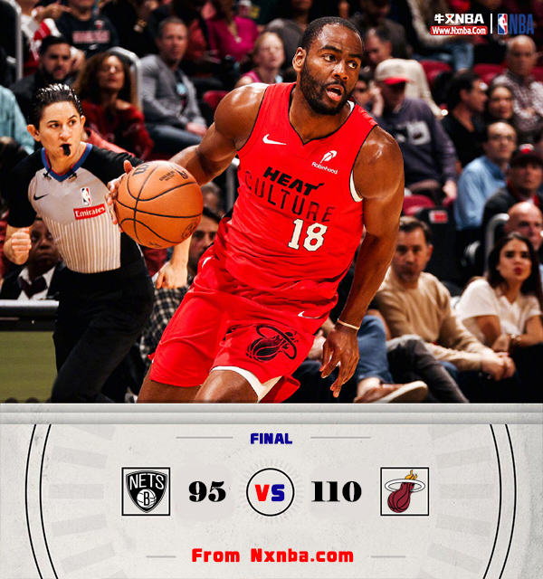 NBA简报:热火110-95胜篮网 阿德巴约23+7+7 希罗17+12+9 巴特勒缺阵