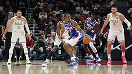 NBA简报:公牛97-109不敌76人牛 马克西31+5+9 乌布雷22+12 乔治伤退
