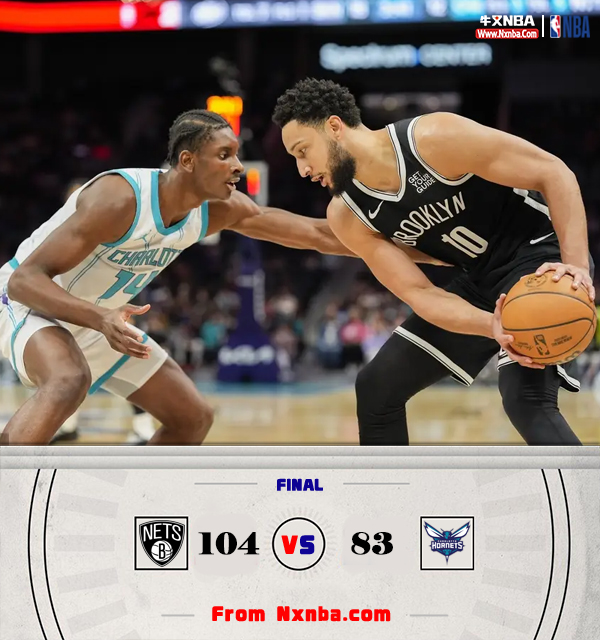 NBA简报:篮网104-83胜黄蜂 约翰逊18+5 本西复出10+6 布里奇斯23+13