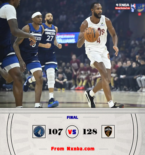 NBA简报:骑士128-107双杀森林狼 莫布里28+10+6+4帽 华子44+6+7失误