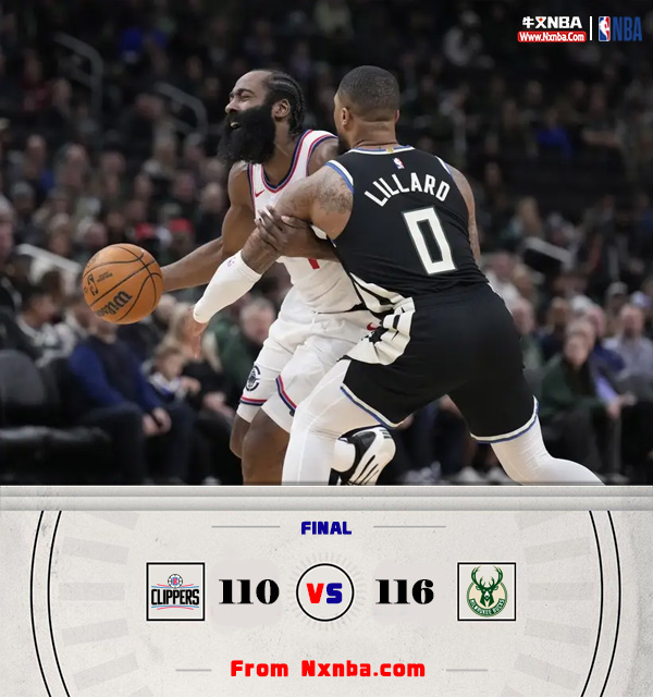 NBA简报:快船116-110雄鹿 卡登空砍49分 字母哥时间限制