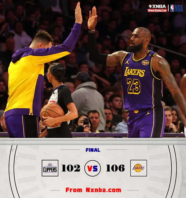 NBA简报:湖人106-102击败快船 詹姆斯28+13 东契奇31+5 哈登三分10中1