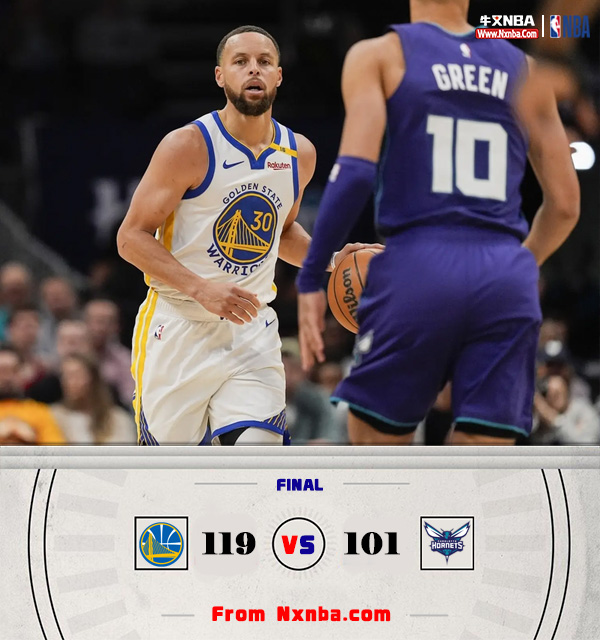 NBA简报:勇士119-101战胜黄蜂 库里21+10 鲍尔25+9+7 小桥35+9