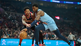 NBA简报:开拓者115-99力克灰熊 阿夫迪亚31+16+8 小贾伦18中5 莫兰特缺阵