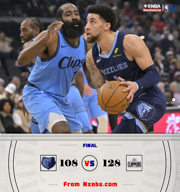 NBA简报:快船128-108击灰熊 哈登三节30分后摸鱼 小卡23+10
